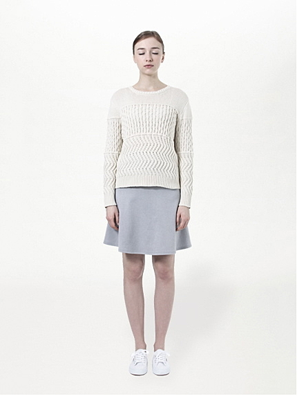 ミックス柄長袖ニットプルオーバー