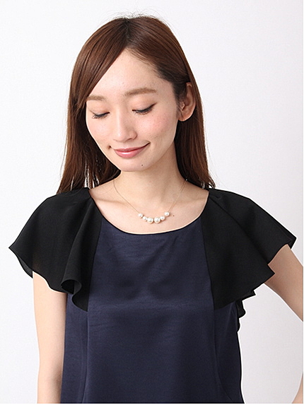 ビジュー付きランドパーツネックレス