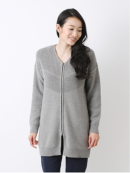 ・3Gニットジップアップ 長袖ロングカーディガン