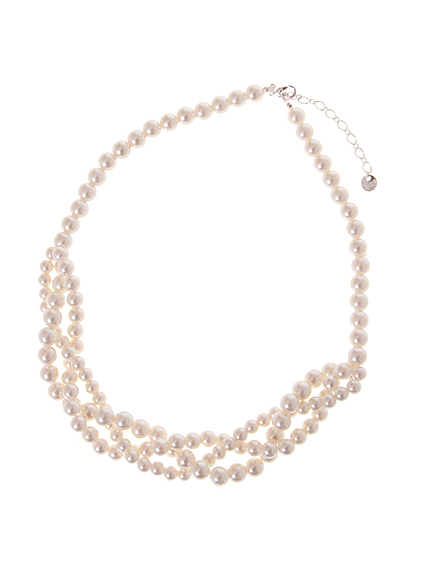 3つ編みパールネックレス