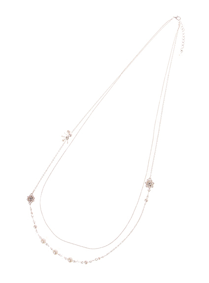パールフラワーロングネックレス