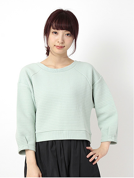 ふくれボーダーバックリボンプルオーバー