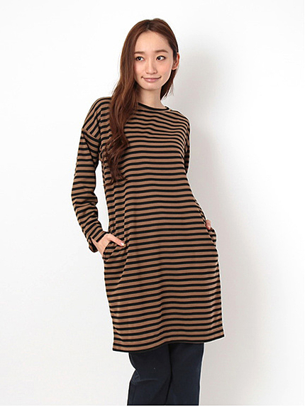 ・天竺ボーダー 長袖チュニック