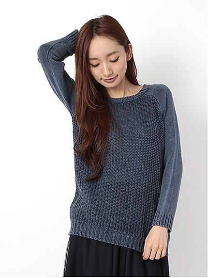 インディゴメッシュ 長袖プルオーバー