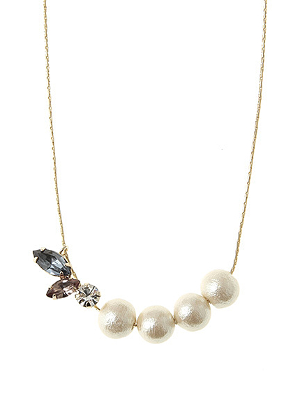 コットンパールビジューネックレス