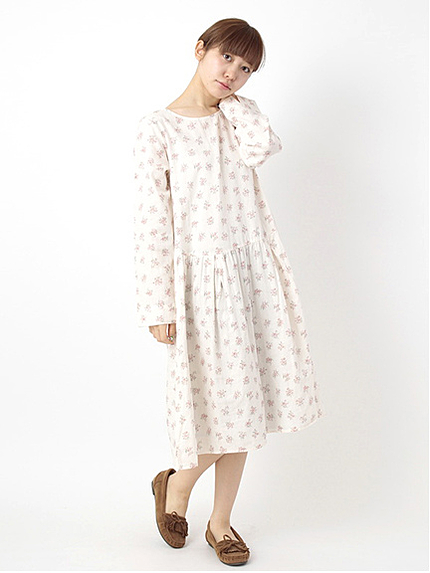 Wガーゼ花柄ワンピース 1101772-12-11-11