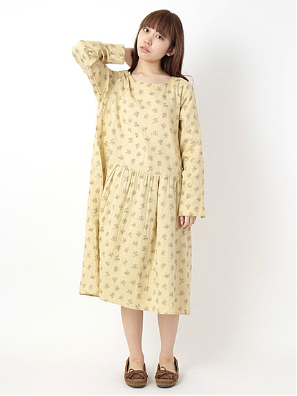 Wガーゼ花柄ワンピース 1101772-12-11-11
