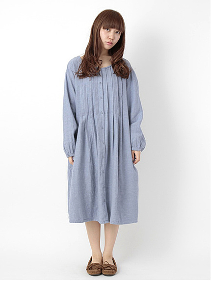 バックツイル前開きワンピース 1101773-11-11-11