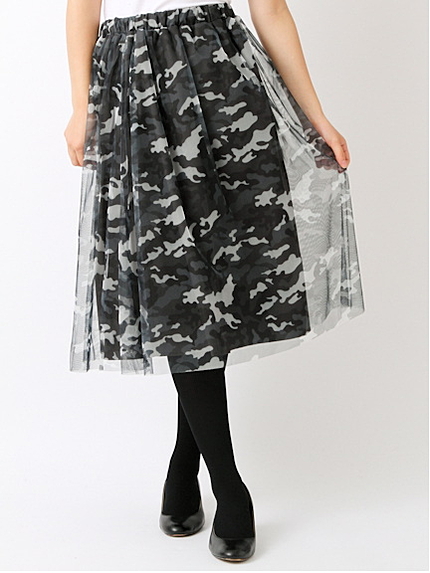 迷彩柄チュールスカート