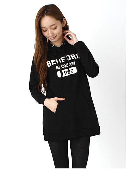 裏毛フードパーカ長袖ワンピース