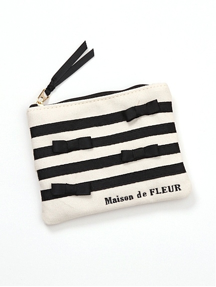 ストライプリボンティッシュポーチ