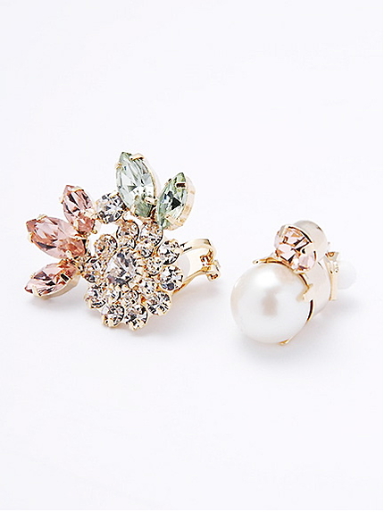 パール&ビジューペアイヤークリップ