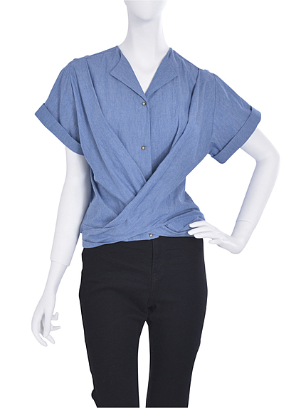 カシュクールギャザーシャンブレーシャツ