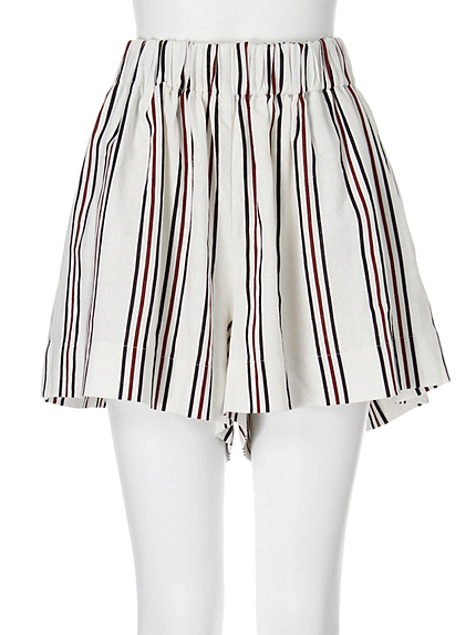 【FEMININE】ストライプ柄キュロットパンツ