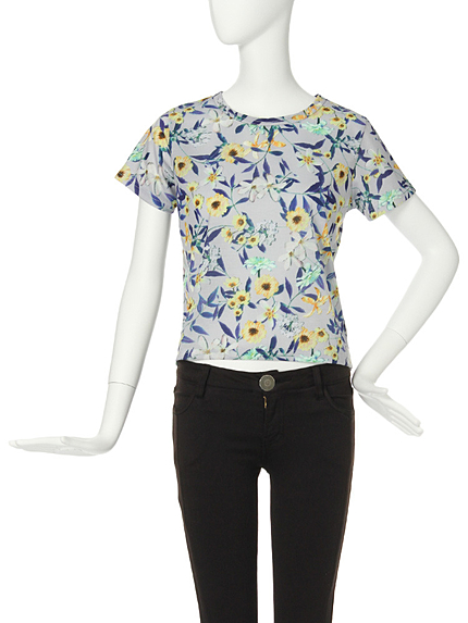 【FEMININE】マルチフラワー柄Tシャツ