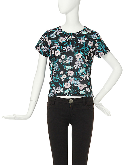 【FEMININE】マルチフラワー柄Tシャツ