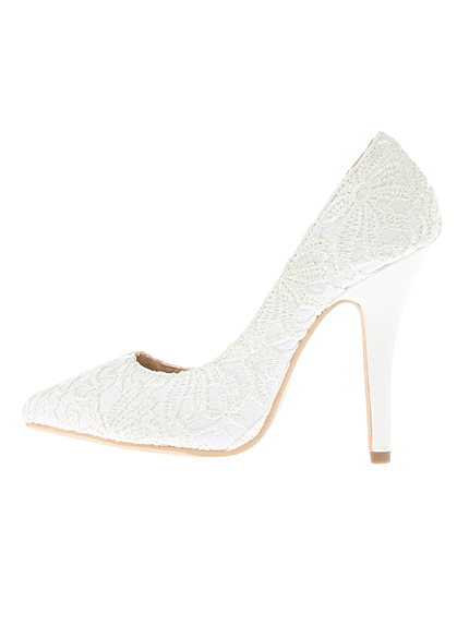 シャイニーレースパンプス