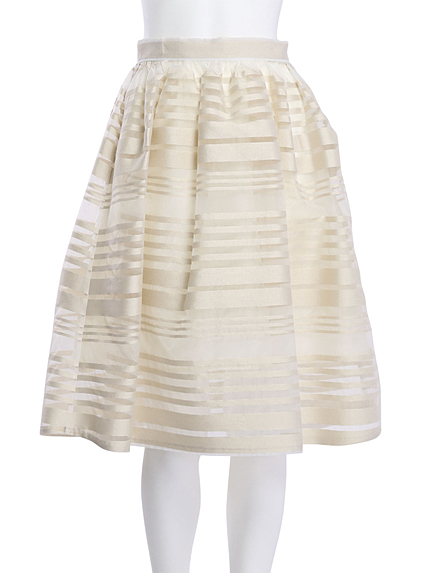 【W】シアーボーダーフレアスカート