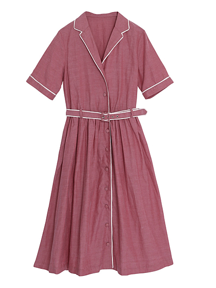 オックスパイピングシャツワンピース