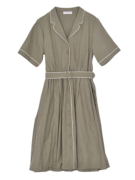 オックスパイピングシャツワンピース