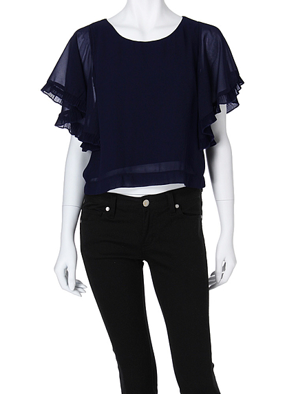 【DUO】 ラッフルプリーツスリーブブラウス