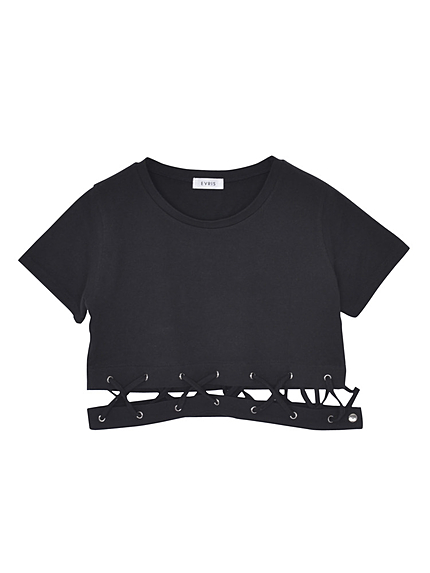 レースアップヘムＴシャツ