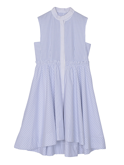 スタンドネックアシメシャツワンピース【2015夏新作】