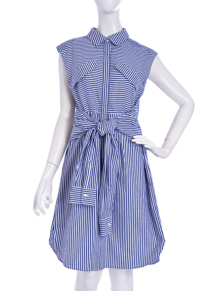 【TC】ストライプスリーブベルトシャツワンピース【2015春新作】