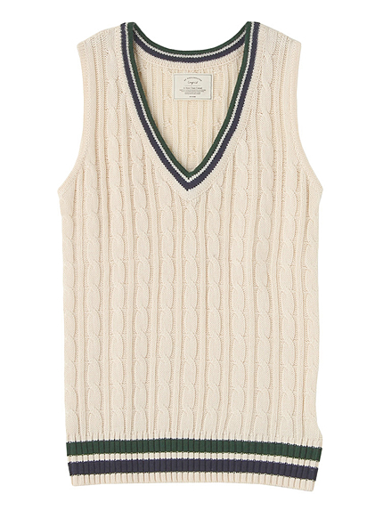 Vネックラインノースリニット