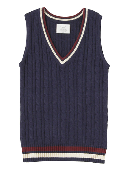 Vネックラインノースリニット