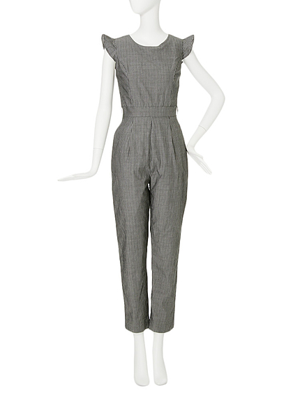 【CASUAL】ストライプフリルオールインワン