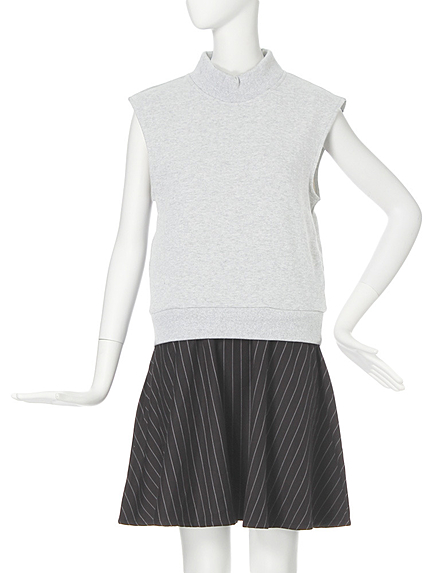 【CASUAL】ハイネックノースリドッキングワンピース