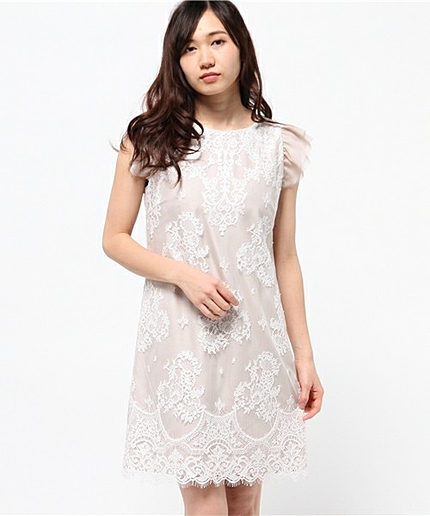 JP GNU×JC レース 袖シフォンワンピース / フォーマル / 二次会 / オケージョン / ドレス
