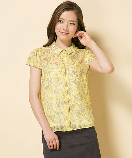 カモフラージュギンガムブラウス