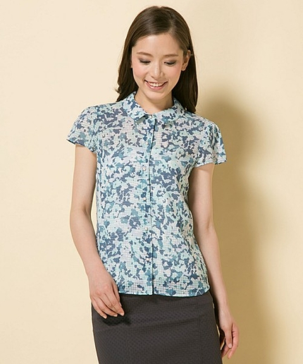 カモフラージュギンガムブラウス