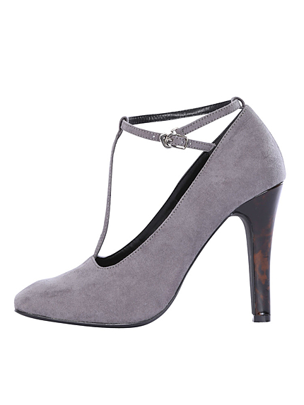 スクエアアンバーヒールパンプス