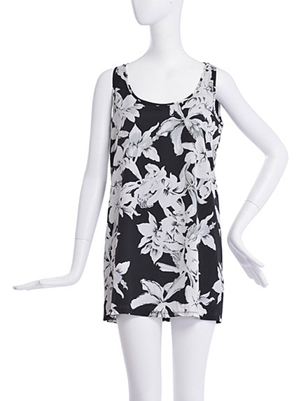 【DATE】シャープフラワーリーフタンクワンピース