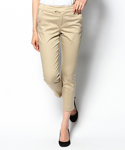 C/TEサテンストレッチ細身クロップドパンツ