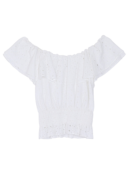 【dazzlin】コットンレースフリルトップス