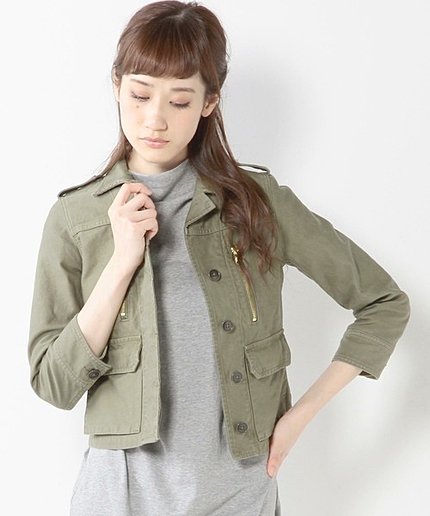 JC バックサテン チビブルゾン 7 / ミリタリー