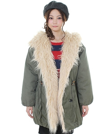 WEGO/フェイクファー切替モッズコート