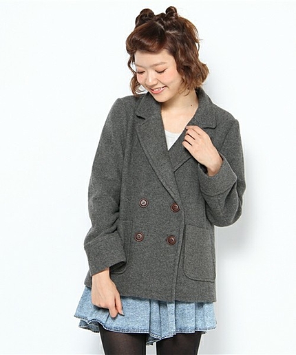 二重織ミドル丈Pコート