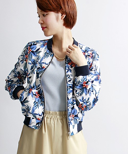 WEGO/ボタニカル柄ブルゾン
