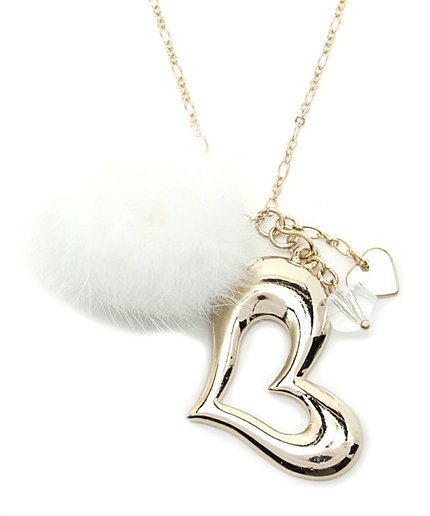 ハート×ミンク玉ペンダント