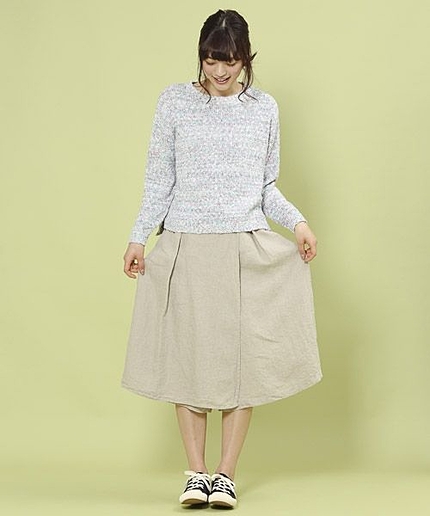 リネンラップ風ワイドパンツ