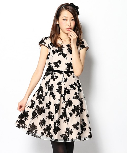 フロッキーフラワーオーガンジードレス