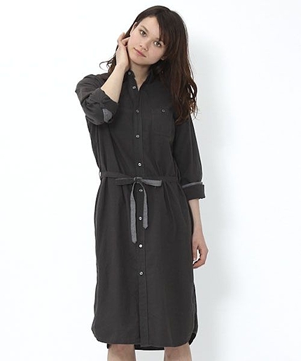 ポプリンボタンダウンワンピース