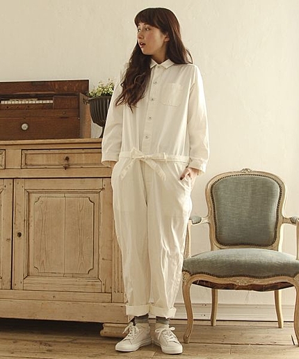 コットンヘリンボンオールインワン