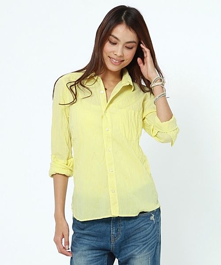 シワシャツ（無地カラー）