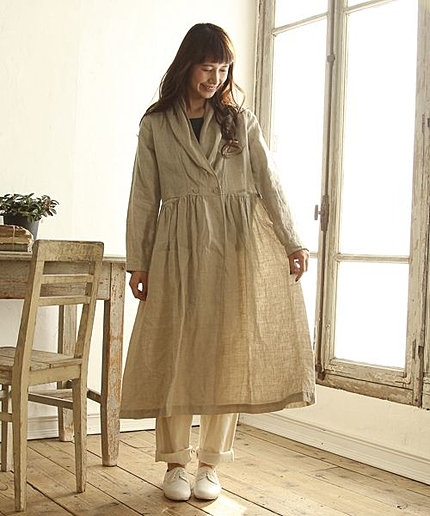 ドレッシングリネンローブコート